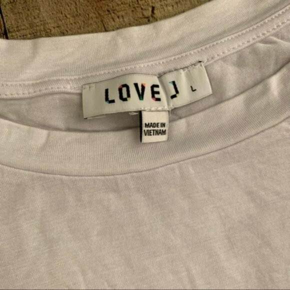 Love J basic high low soft white short sleeve crew neck tee size large - Picture 2 of 5